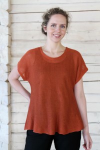 Knitted linen see-through top