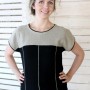 Two colour knitted linen top