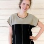 zweifarbige gestrickte Leinen-Bluse