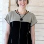 zweifarbige gestrickte Leinen-Bluse