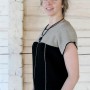 zweifarbige gestrickte Leinen-Bluse