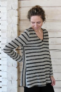 Striped knitted ladies linen jumper