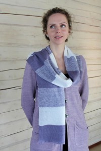 Long linen striped knitted scarf