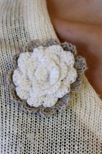Crocheted accessory, rose brooch