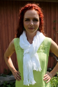 white wrinkly linen scarf