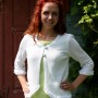 white knitted linen cardigan