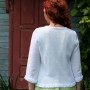 white knitted linen cardigan