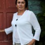 White linen open front cardigan