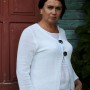 White linen open front cardigan