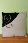 Two colour embroidered linen cushion cover