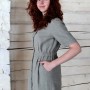 Damen Leinen-Kleid mit Knöpfen