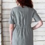 Damen Leinen-Kleid mit Knöpfen