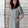 Damen Leinen-Kleid mit Knöpfen