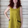 Sleeveless linen dress in light olive