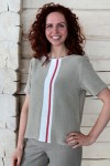 Short-Sleeve Knitted Linen Blouse
