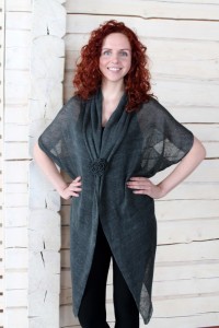 Grey Linen Wrap Shawl