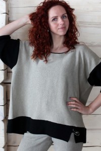 KNITTED LINEN PONCHO STYLE TOP